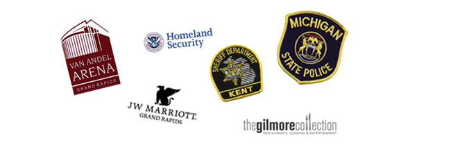 Partners include Van Andel Arena, Homeland Security, Michigan State Police, JW Marriot, The Gilmore Collection, Kent County Sherrif Dept