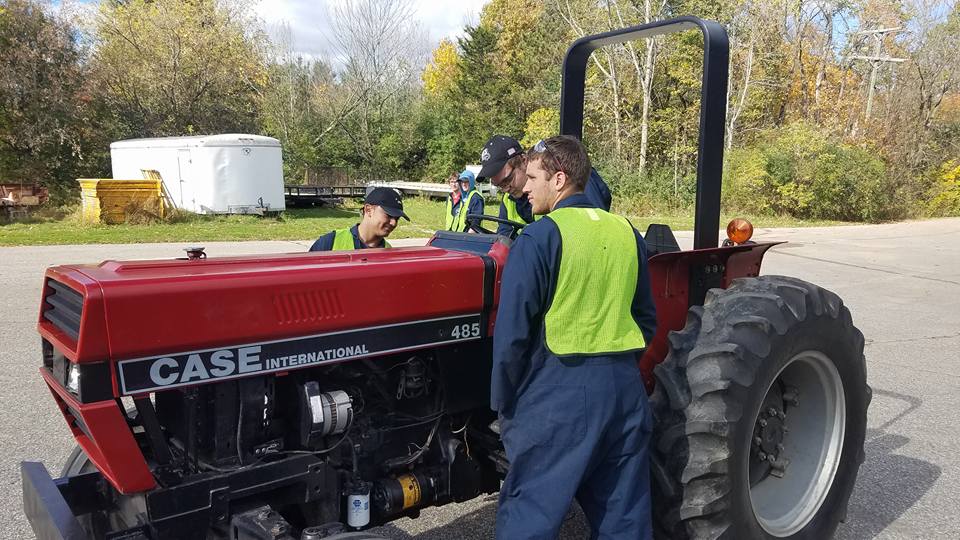 Students with Case Tractor